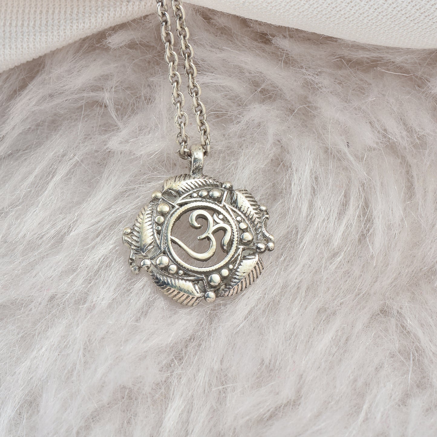 Silver Om Chakra Pendant With Chain