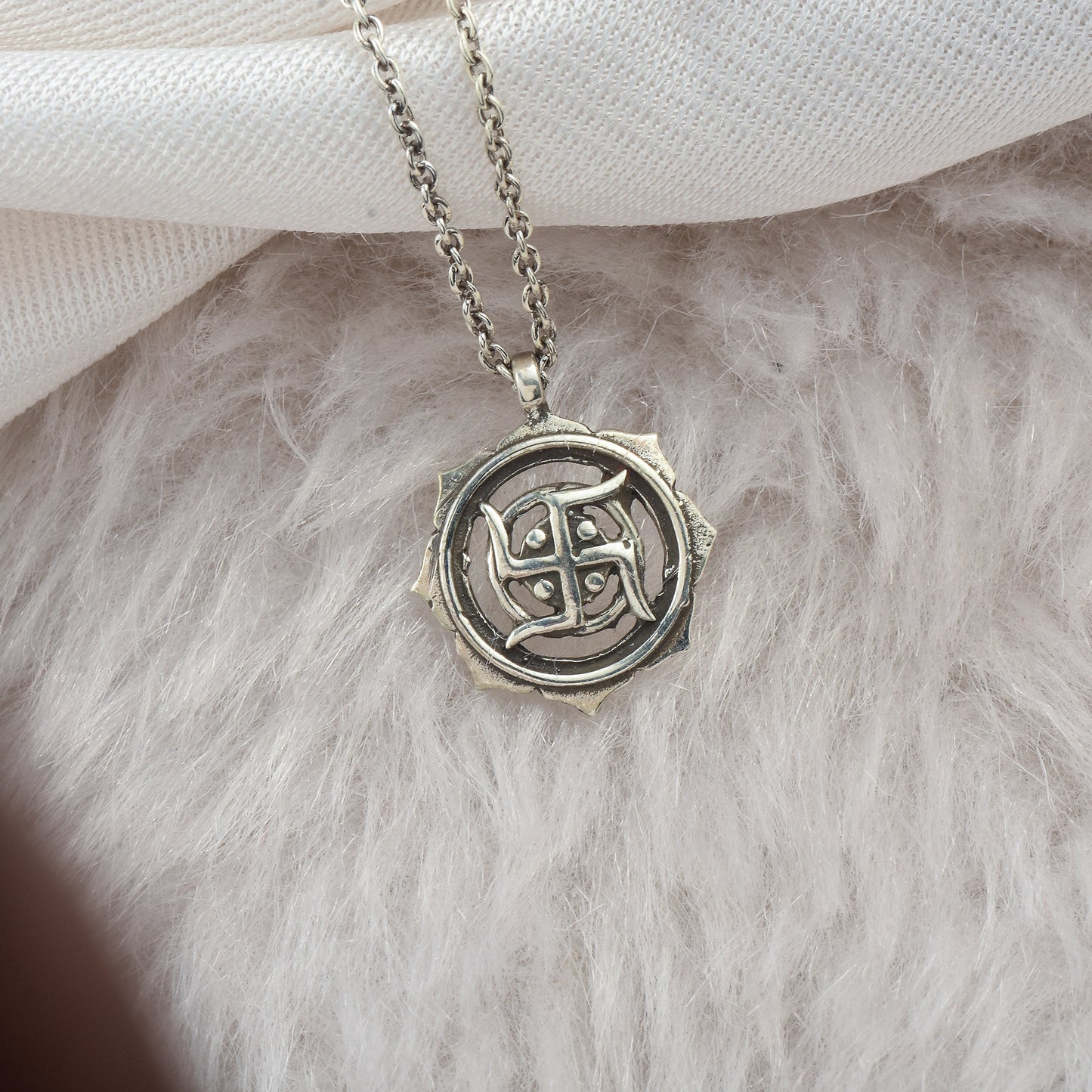 Silver Swastik Pendant With Chain