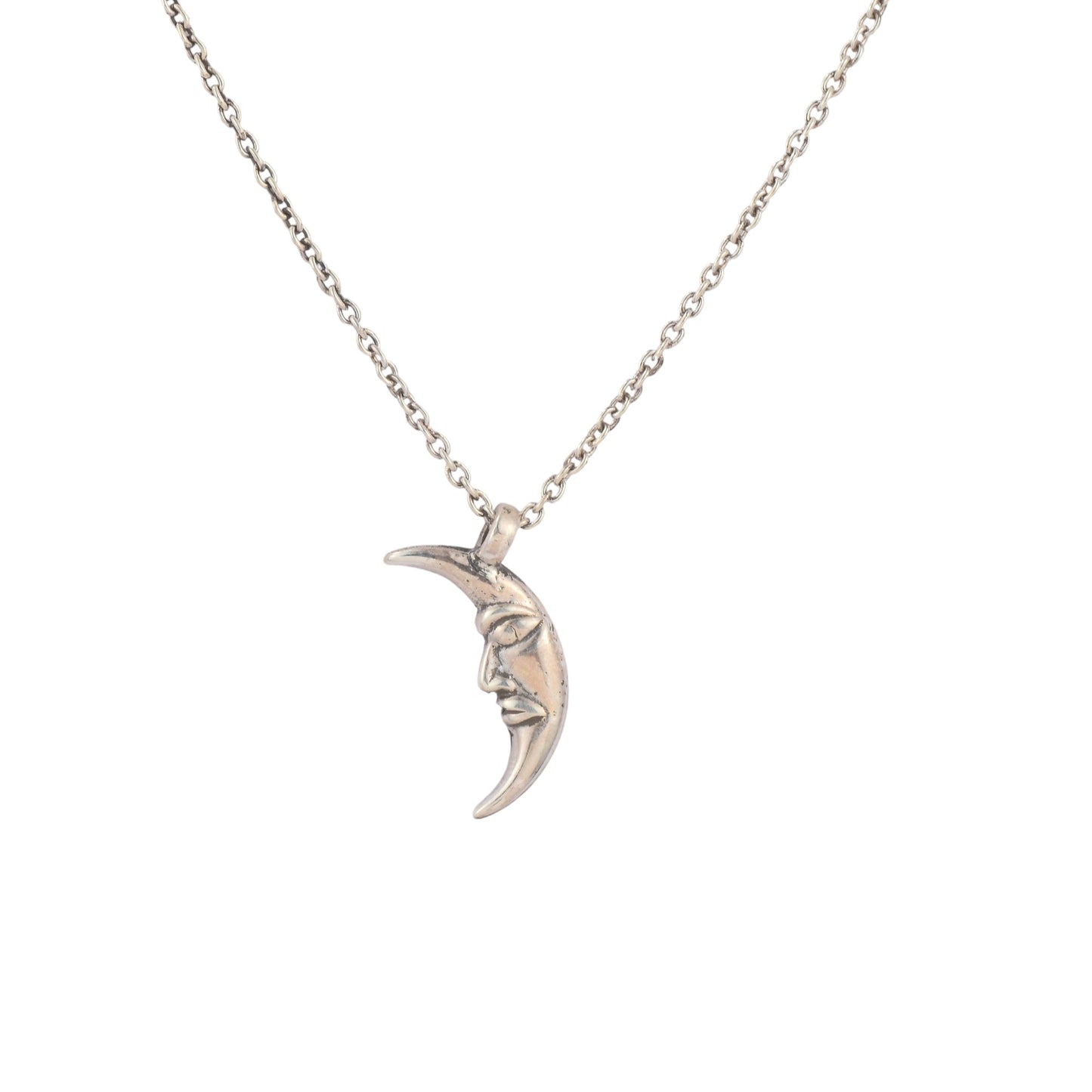 Silver Half Moon Charm Pendant With Chain