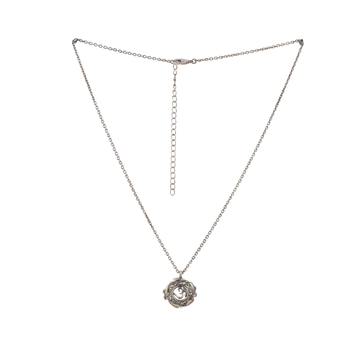 Silver Om Chakra Pendant With Chain
