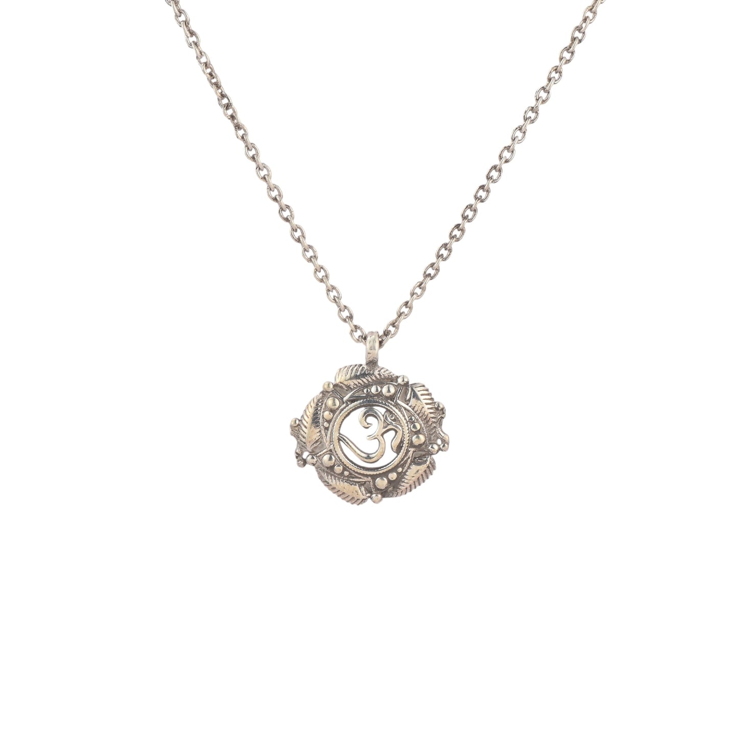 Silver Om Chakra Pendant With Chain