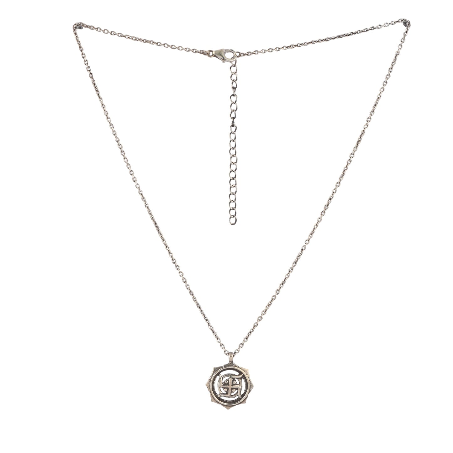 Silver Swastik Pendant With Chain
