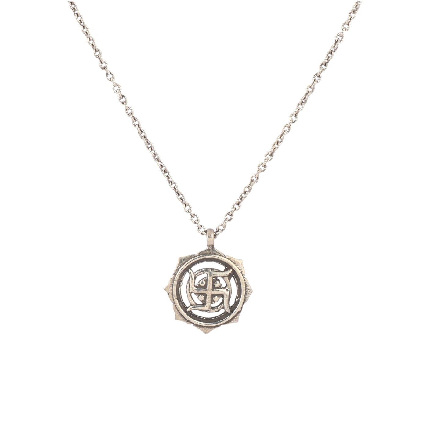 Silver Swastik Pendant With Chain