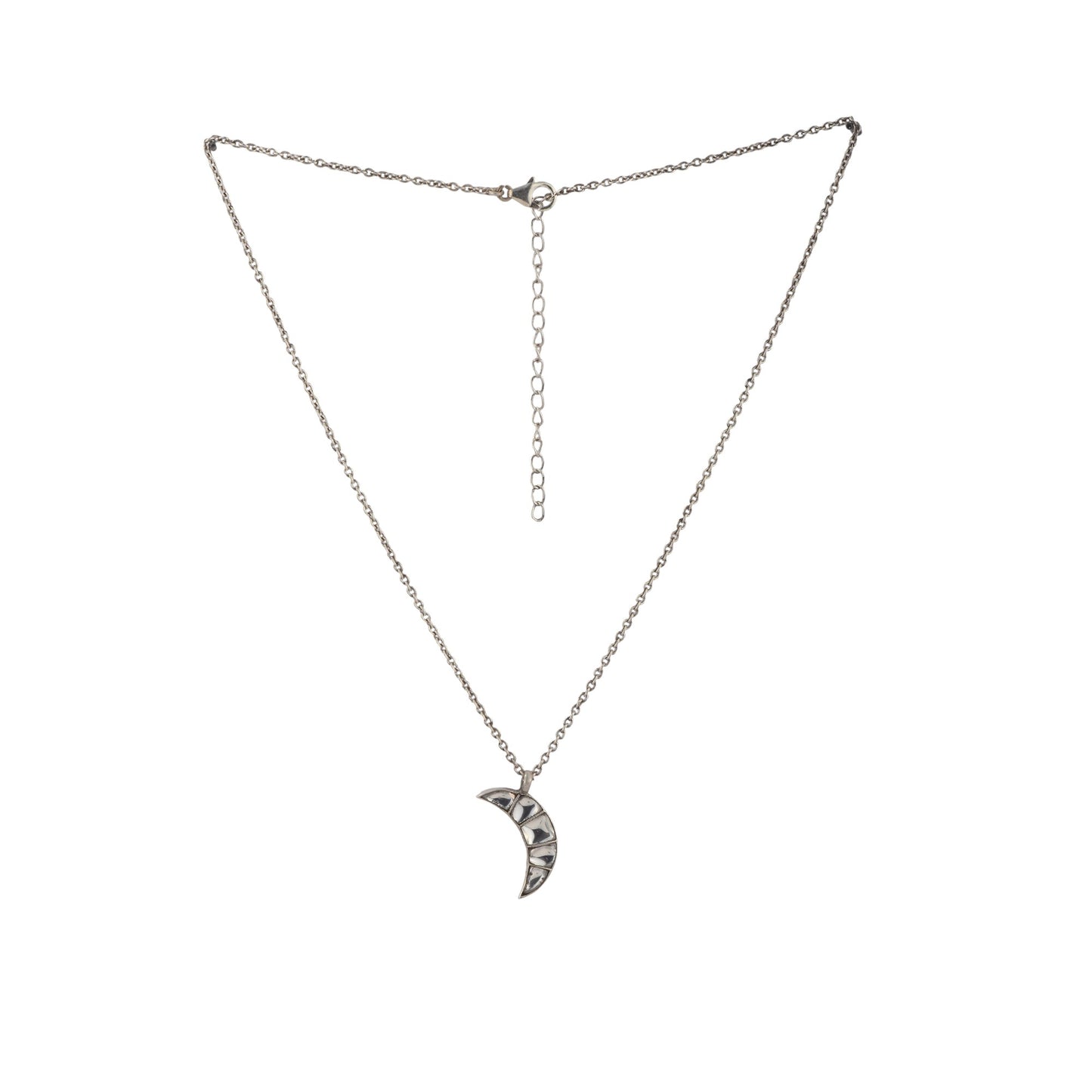 Silver Celestial Moon Charm Pendant With Chain