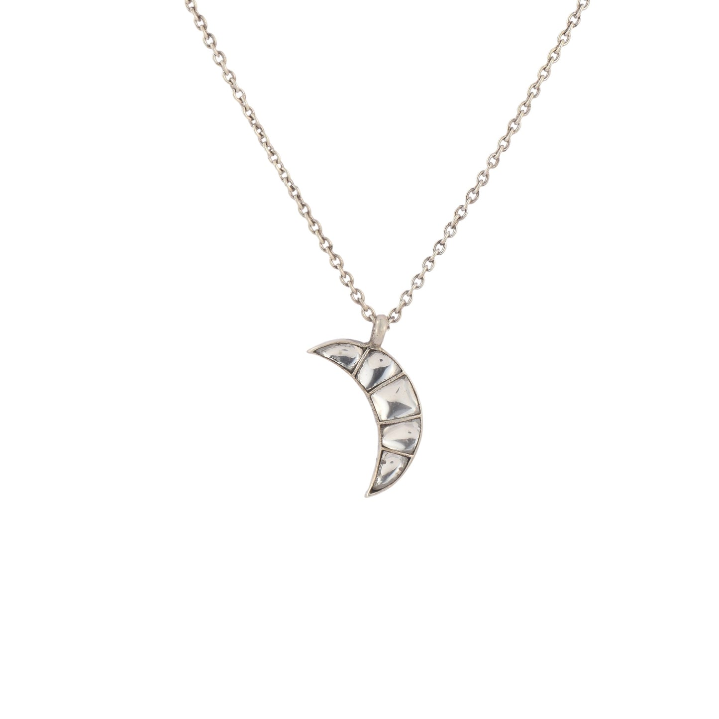 Silver Celestial Moon Charm Pendant With Chain