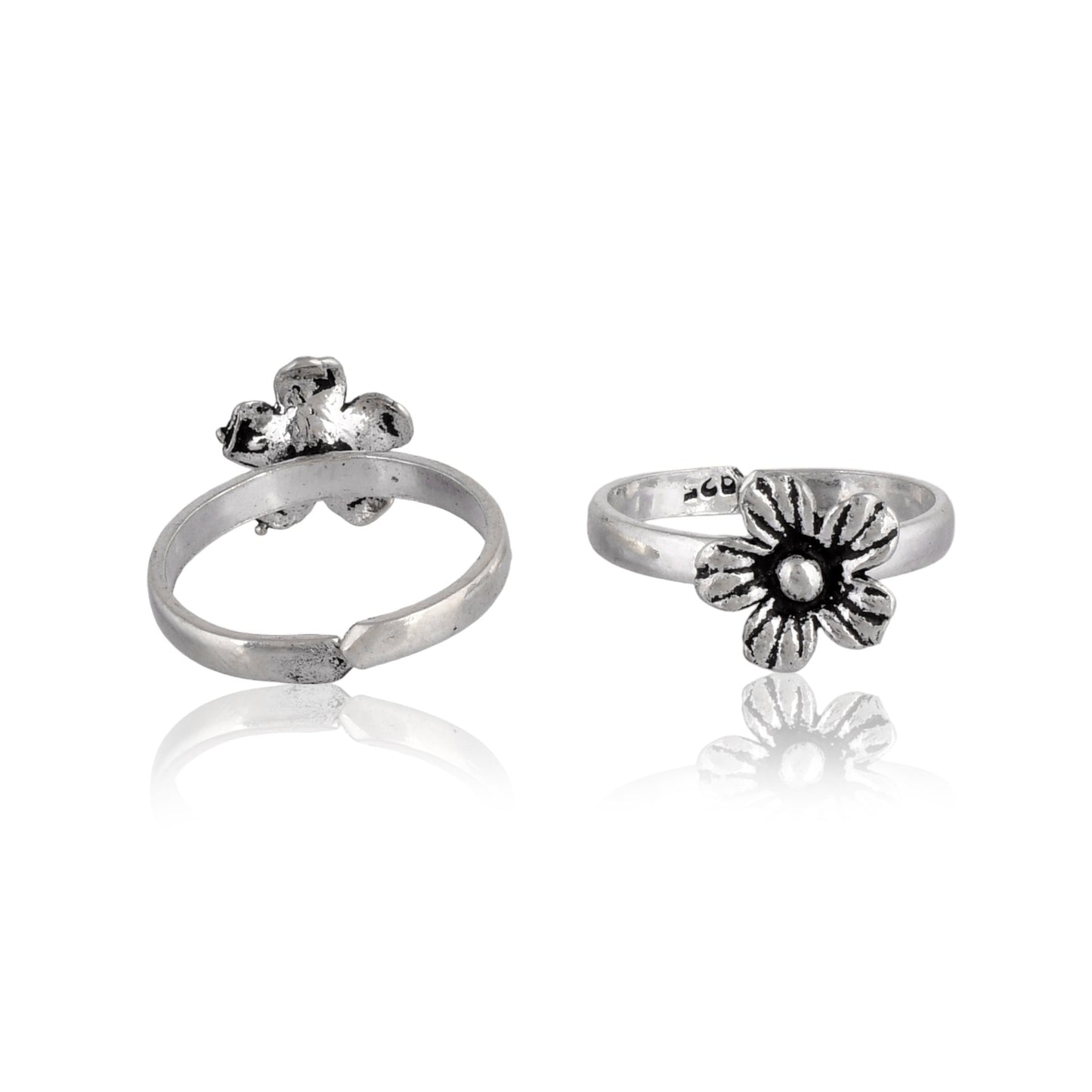 Silver Dazzling Floral Toe-Rings ( Pair)