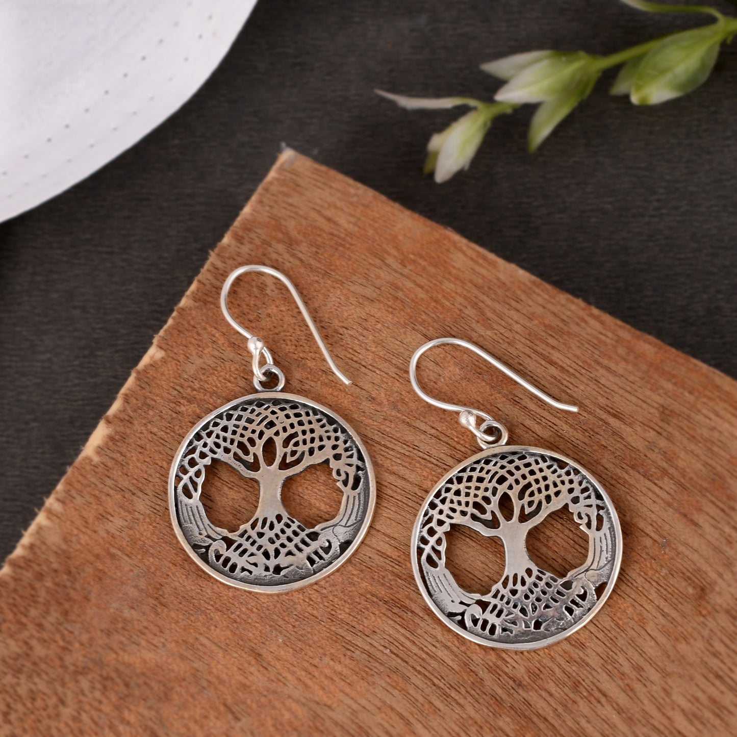 Silver Life of Tree Dangle Earrings