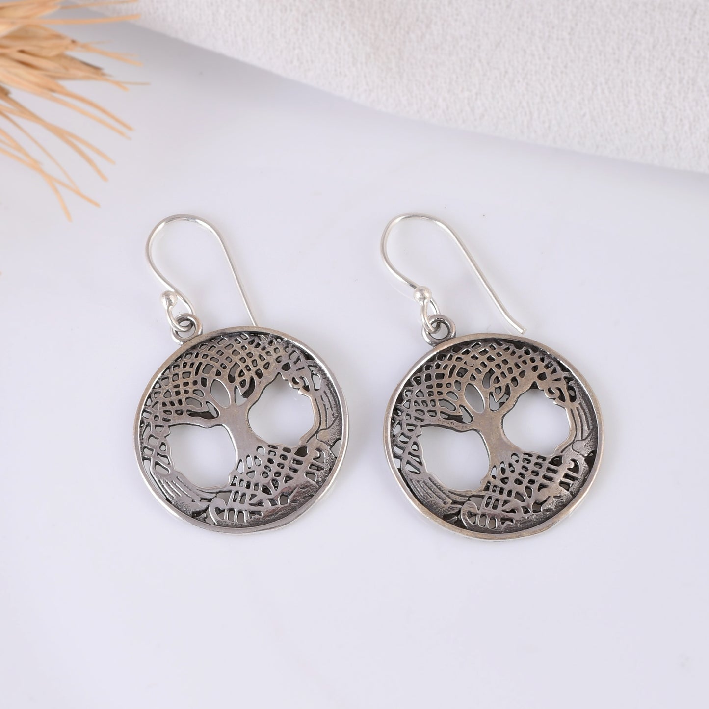 Silver Life of Tree Dangle Earrings