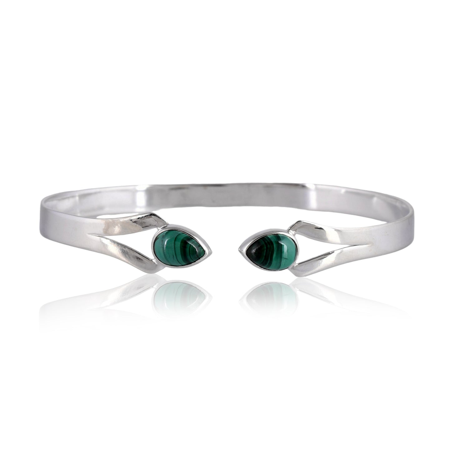 Silver Melachite Openable Kada Bangles/ Bracelet
