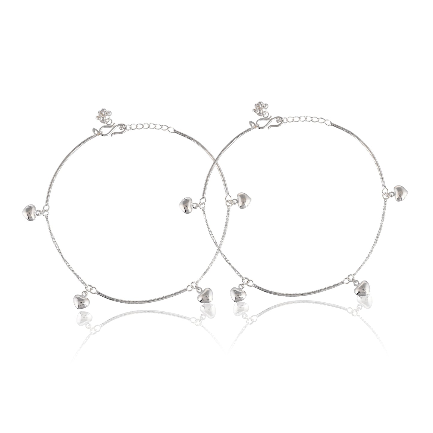 Silver Sleek Chain Heart Droplet Earrings