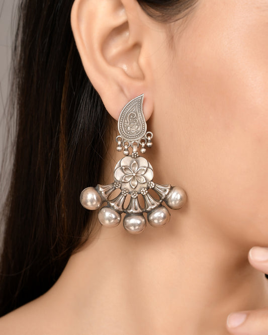 Silver Flower Bouquet Earrings
