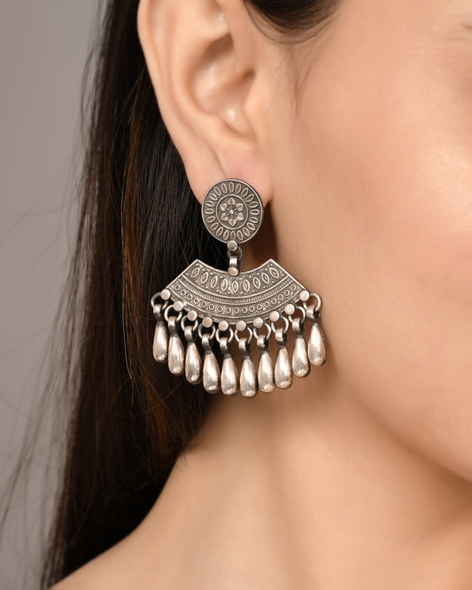 925 Silver Jhumka Earrings|Silver Elegant Droplet Jhumka Earrings