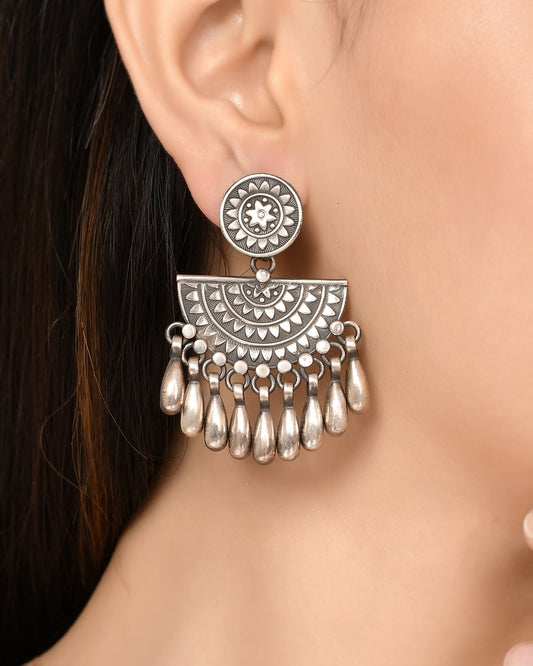 925 Silver Earrings| Half Sphere Droplet Jhumka Earrings