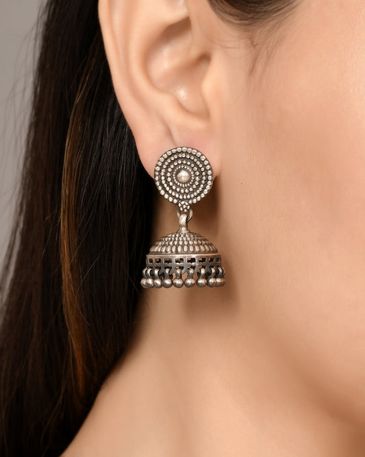 Silver Jalebi Jhumka Earrings