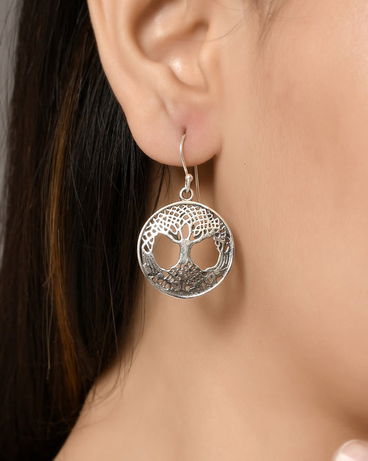 Silver Life of Tree Dangle Earrings