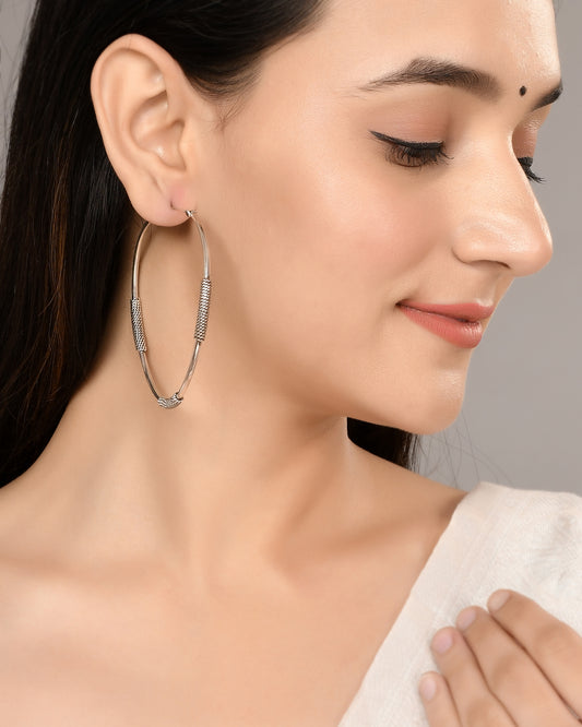 Silver Tri Spiral Hoop Earrings
