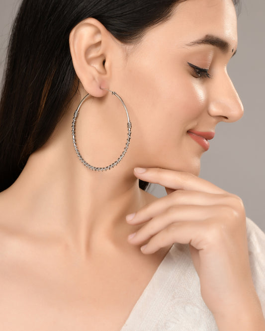 Silver Spiral Loop Earrings