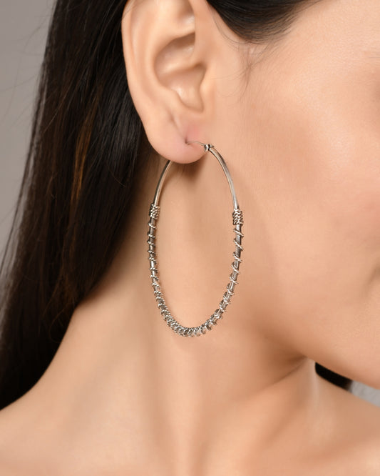 Silver Spiral Loop Earrings