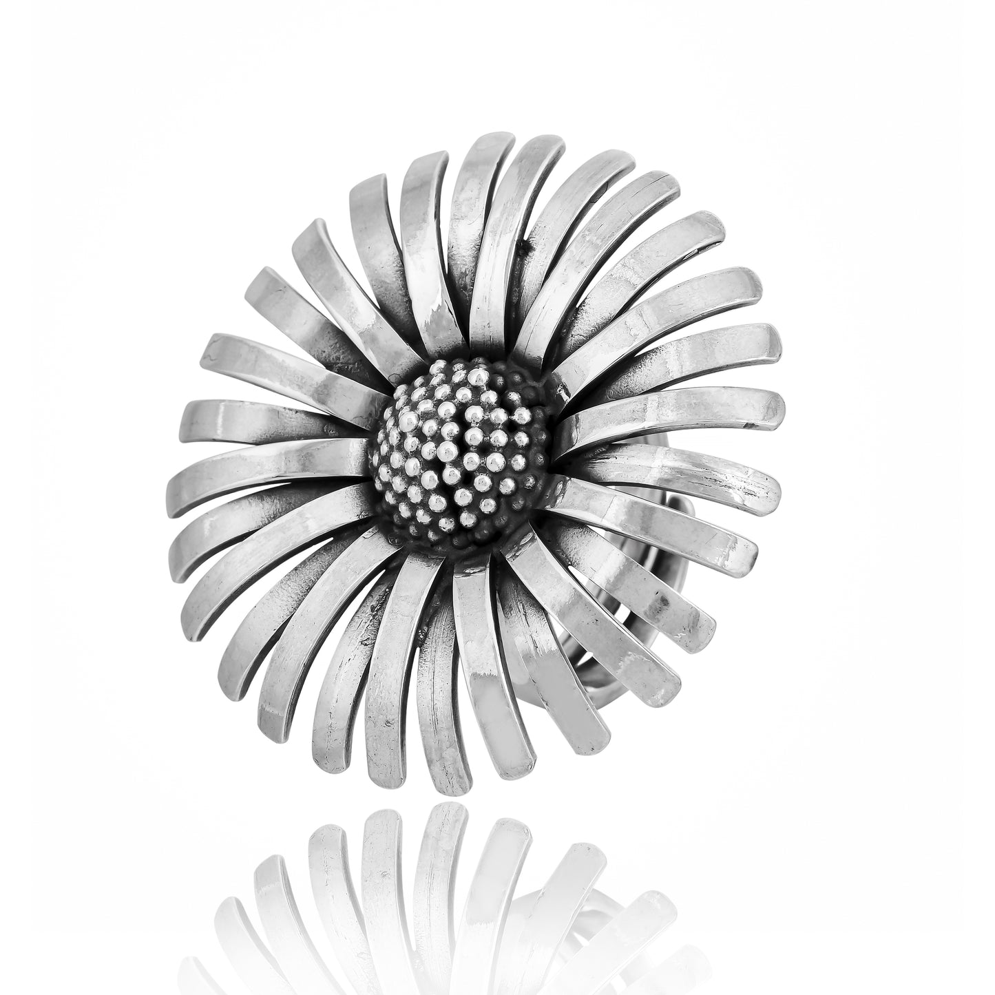 Silver Blooming Sunflower Ring