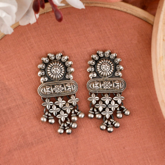 Mandala Flower Bell jhumka Earrings