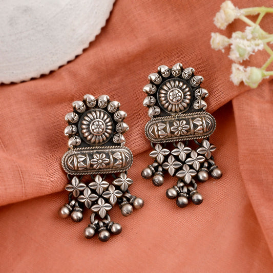 Mandala Flower Bell jhumka Earrings