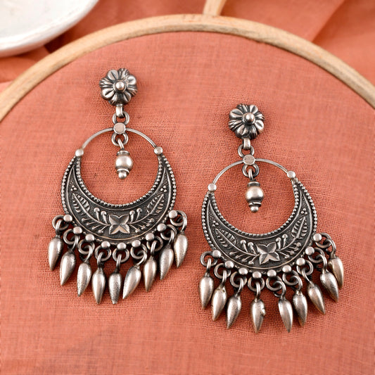 Silver Boho Crescent Chandbali
