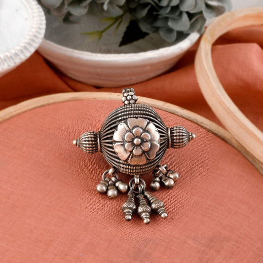 Silver Rose Ball Pendant