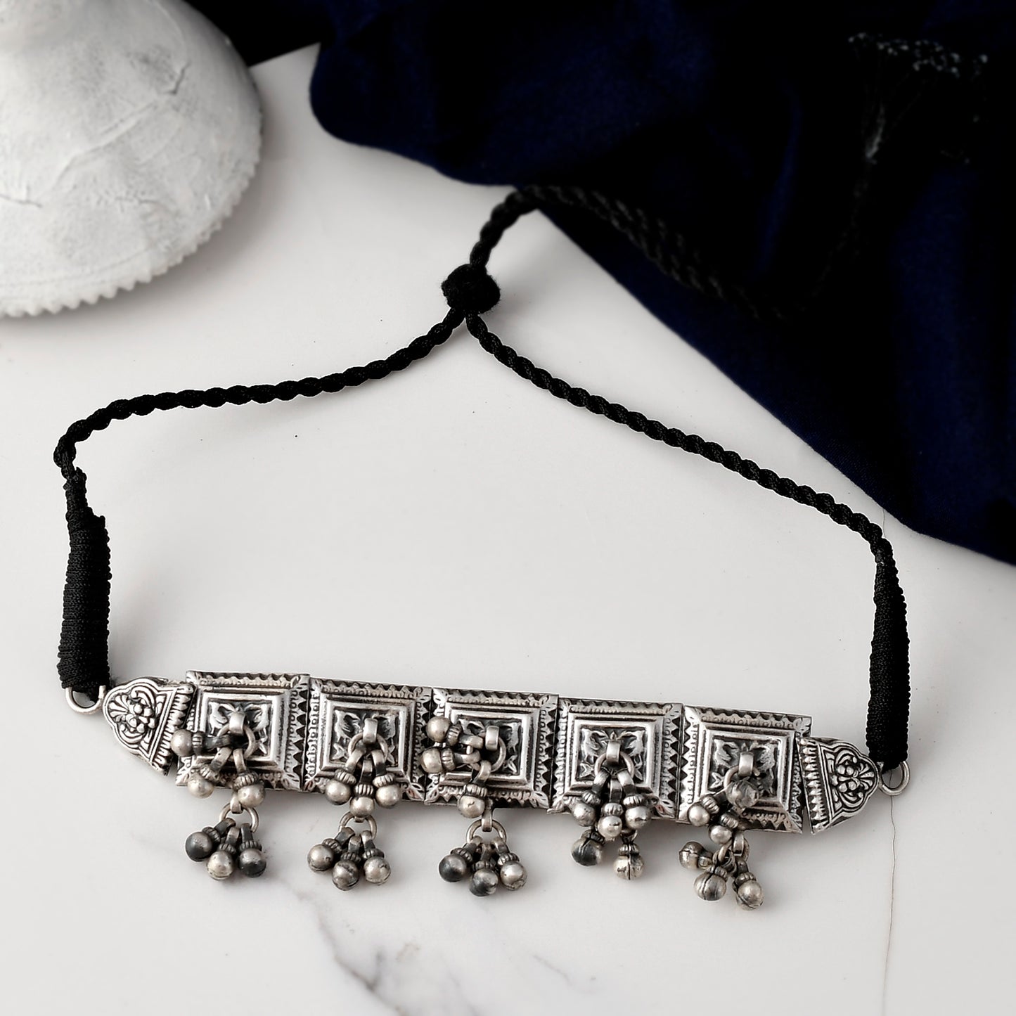 Silver Mandala Bells Choker/Necklace