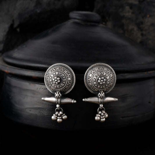 Antique Floral Disc Earrings