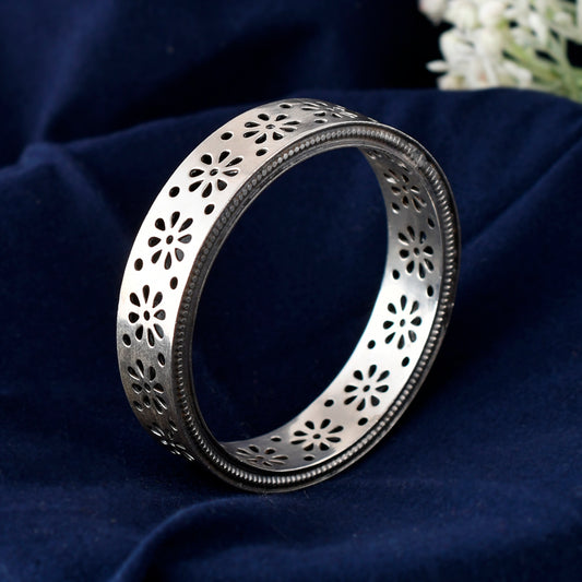 Silver Floral Filigree Work Bangle( Single Piece)