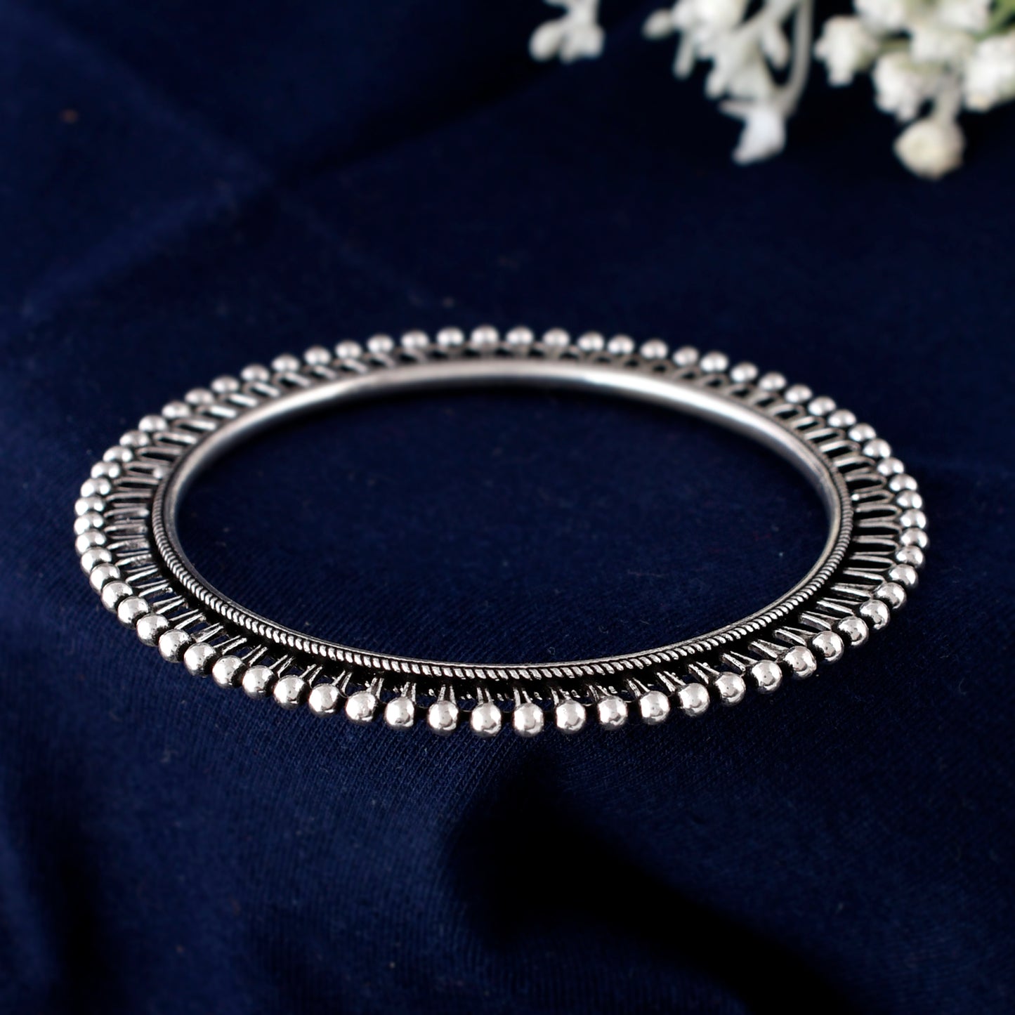 Silver Rava Spikes Bangles( Pair)