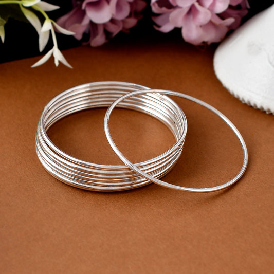 Silver Plain Chudi Bangles( 4 Pieces)