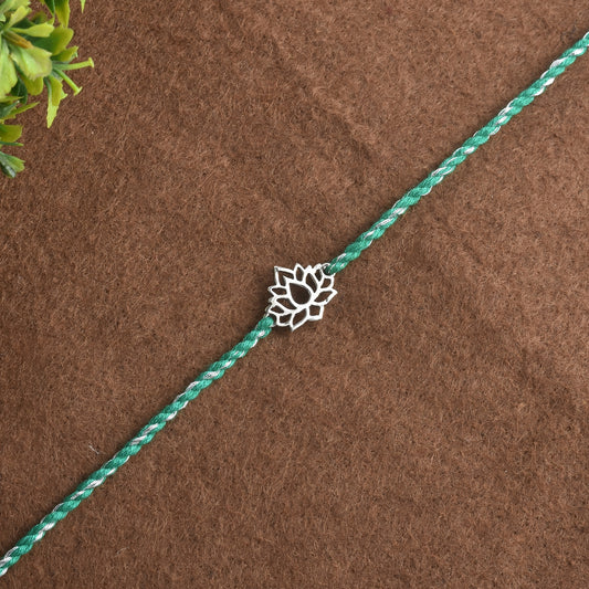 Silver Lotus Flower Rakhi
