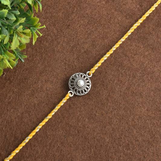 Silver Pearl Flower Rakhi