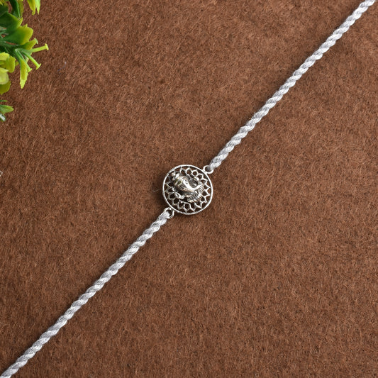 Silver Vighnaharta Ganesha Rakhi