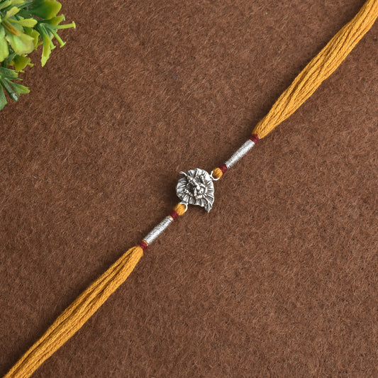 Silver Little Ganesha Leaf Rakhi