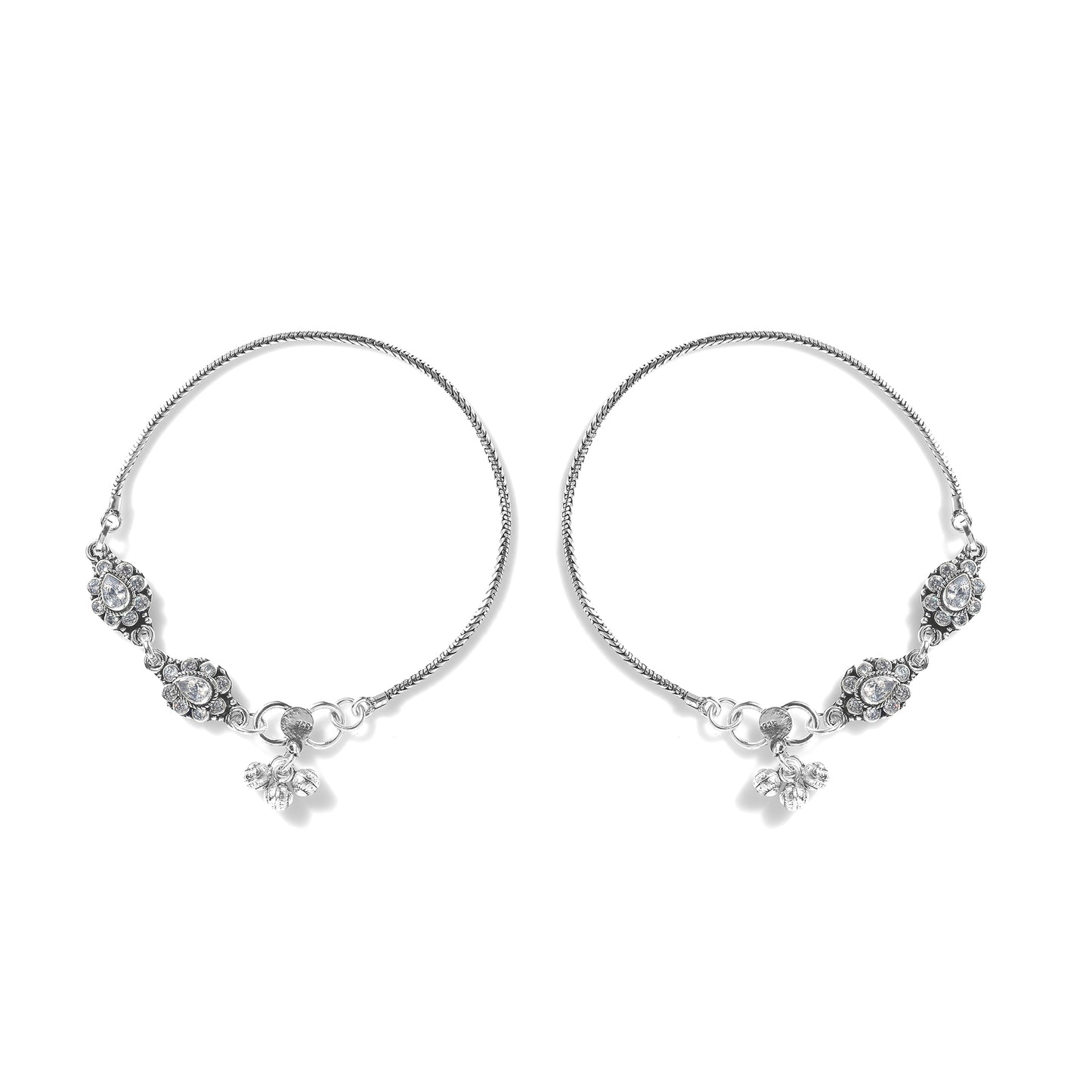 Silver Zircon Blossom Anklet( Pair)