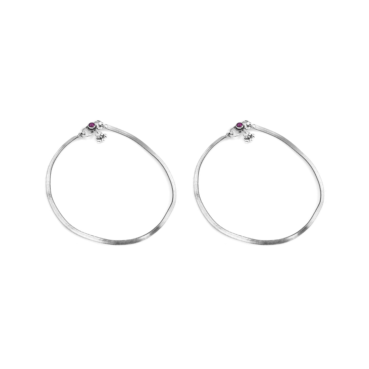 Silver Elegant Snake Silver Chain Anklet( Pair)