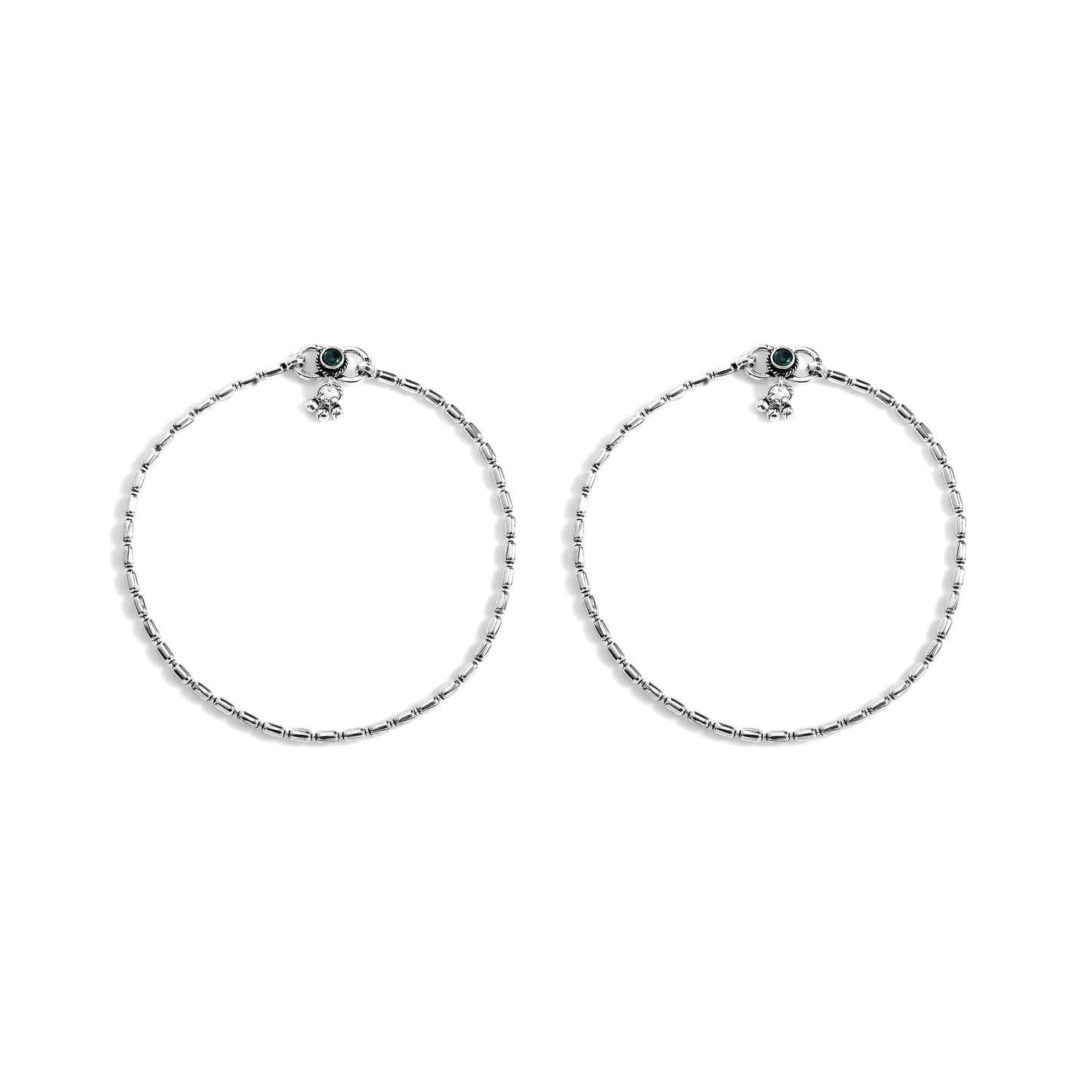 Silver Bead Bliss Anklet( Pair)