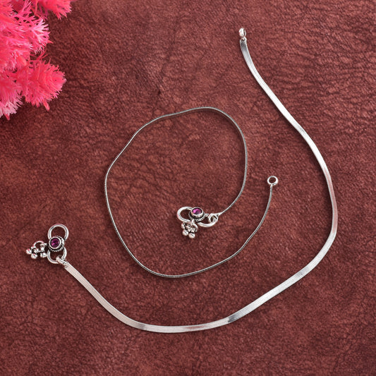 Silver Elegant Snake Silver Chain Anklet( Pair)