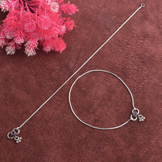 Silver Plain Box Chain Anklet (Pair)