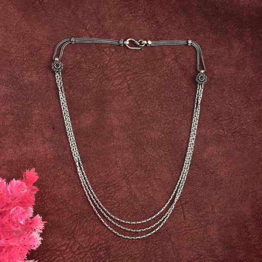 Silver Links Tri layered Neckchain