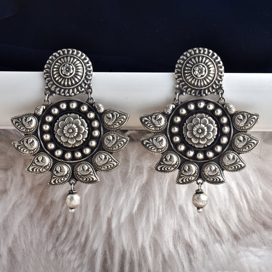 Antique Mandala And Phool Jhumka Earrings