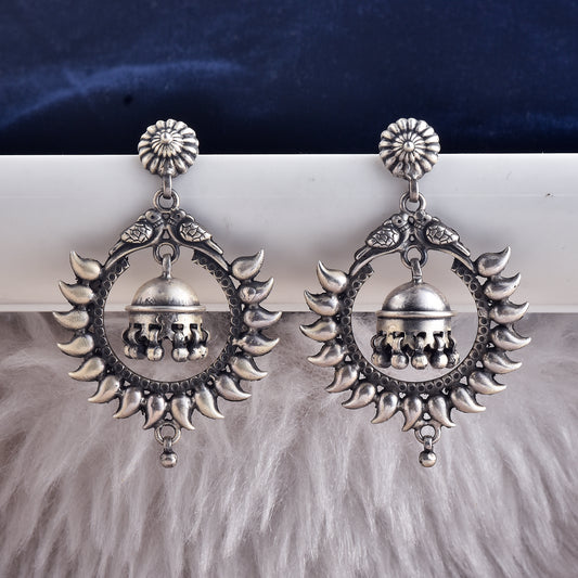 Silver Tota Maina Sunhalo Jhumka Earrings