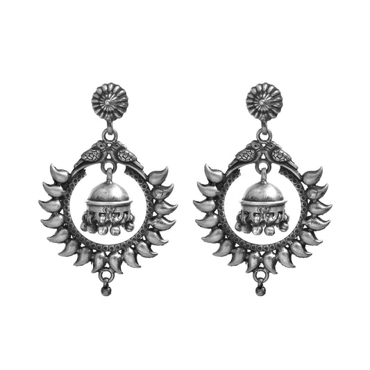 Silver Tota Maina Sunhalo Jhumka Earrings