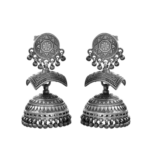 Floral Mandala Bells Jhumka Earrings
