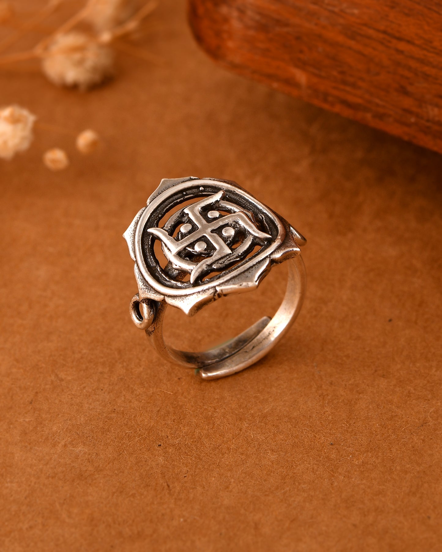 Silver Swastik Ring