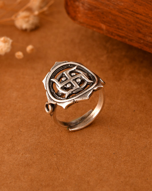Silver Swastik Ring