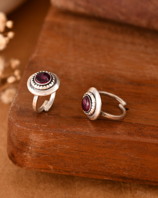Silver Simple Ruby Toe-rings( Pair)