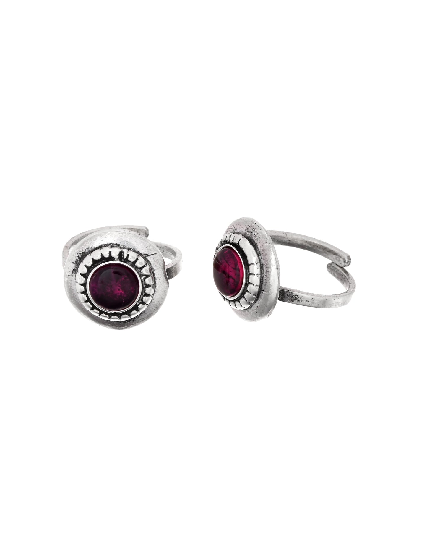 Silver Simple Ruby Toe-rings( Pair)